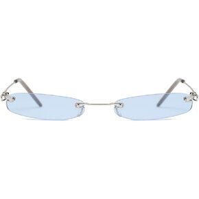 Armear Fashion Rimless Narrow Small Rectangle Sunglasses Clear Colored Lens in Kuwait