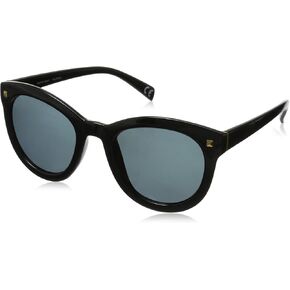 Foster Grant Women's Bria Rectangular Polarized Sunglasses, Black/Smoke POL, 51.4 mm
