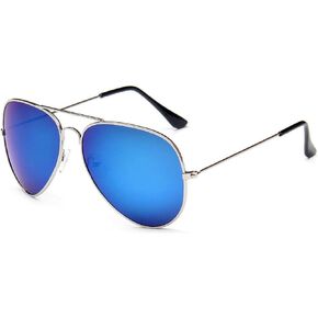 Vintage Mirrored Sunglasses for Women Men Reflective Lens Metal Frame