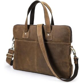 Contacts Laptop Bag Leather Messenger Bag for Men Vintage Computer Briefcases Travel Satchel Shoulder Handbag Bag