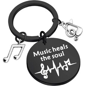 CENWA Music Lover Gift Musician Theme Jewelry Music Heals the Soul Keychain Gift for Music Teachers