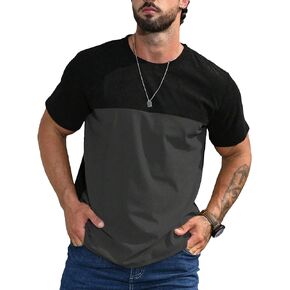 Verdusa Men's Casual Color Block Short Sleeve Round Neck Tee Shirt Tops