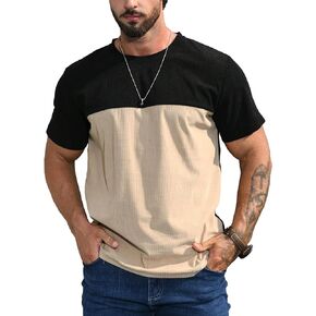 Verdusa Men's Casual Color Block Short Sleeve Round Neck Tee Shirt Tops