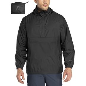 33,000ft Men's Pullover Rain Jacket Waterproof with Hood Lightweight Packable Raincoat Windbreaker for Golf Travel