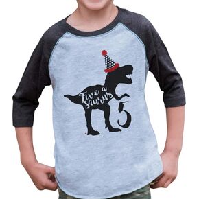 7 ate 9 Apparel Kids 5 Birthday Dinosaur Five Dino Tee