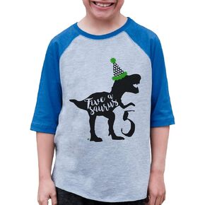 7 ate 9 Apparel Kids 5 Birthday Dinosaur Five Dino Tee