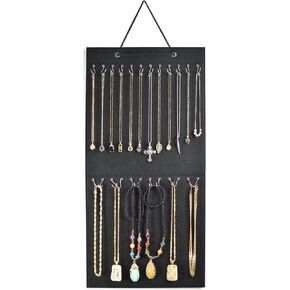 Necklace Holder,Hanging Necklace Jewelry Organizer,Double Side with 48 Anti-rust Hooks Wall Mounted Jewelry Display Organizer,Easy Storage for Necklace,Bracelet,Earring,Chain in Kuwait