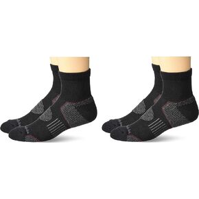 Columbia Mens Walking Socks Quarter 4 Pair, Black, Mens 6-12 Shoe Size