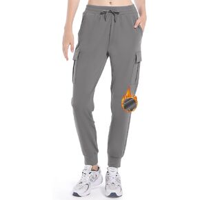 HARTPOR Women's Joggers Fleece Lined Sweatpants Hiking Cargo Pants Water Resistant Winter Track Pants Lounge Athletic Pants