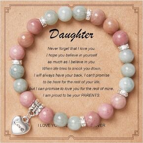 MIRGREE Natural Stone Birthday Bracelet, Birthday Gift for Girls, 13/16/18/21 Birthday Gift with Gift Message Card for Daughter, Sister, Friend