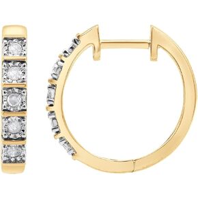 1/4 CT Sterling Silver Illusion Set Round Diamond Hoop Earrings (J-K, I3) by La4ve Diamonds | Jewelry for Women| Gift Box Included (14K Yellow & Pink Flash Plated)