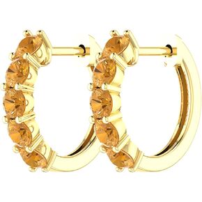 Belinda Jewelz 10k Solid Gold Hoop Earrings Natural Stones Round Cut Birthstone Earring for Women Cuff Hoop Gemstone Hypoallergenic Lightweight Earrings Gift Fine Jewelry Accessory