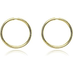 14K Gold Tiny Small Endless 10mm Round Thin Cartilage Hoop Earrings for Men Women Girls