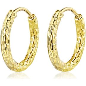 Ruzzykea 925 Sterling Silver Wave Point Huggie Hoop Earrings for Women Lightweight Small Gold Hoops Earrings Gift For Her