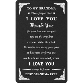 Grandma Gifts - Grandma Mother's Day Card, Best Grandma Ever Grandmother Wallet Card, Grandma Card for Birthday Christmas Valentines