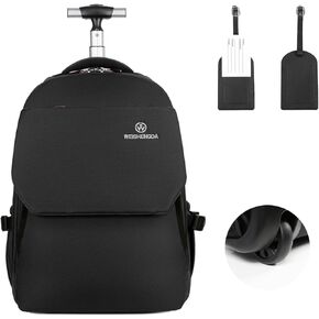 Hivexagon 19 inches Rolling Backpack Water Repellent Stylish Carry on Laptop Bag Durable Quiet Wheels Packable Straps for Travel and Business Black in Kuwait