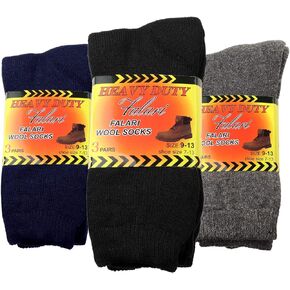 Falari 6-Pack Men's Heavy Duty Work Thermal Wool Socks Keep Warm for Cold Weather