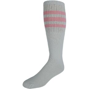 CTM® Striped Top Ribbed Tube Socks (4 Pair Pack)