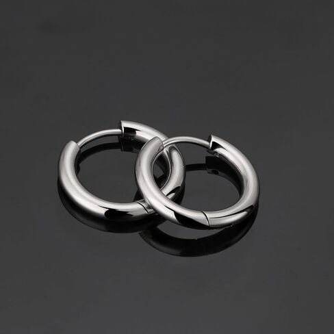 10 ازواج من الاقراط الفضية المصنوعة من الستانلس ستيل، مجموعة اقراط للرجال والنساء مع مرصعة بالزركونيا المكعب ومربع من الستانلس ستيل ومربع بحجر ابيض كريستالي in Kuwait