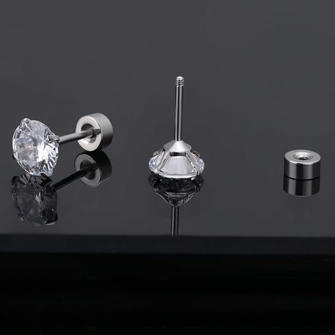 10 ازواج من الاقراط الفضية المصنوعة من الستانلس ستيل، مجموعة اقراط للرجال والنساء مع مرصعة بالزركونيا المكعب ومربع من الستانلس ستيل ومربع بحجر ابيض كريستالي in Kuwait