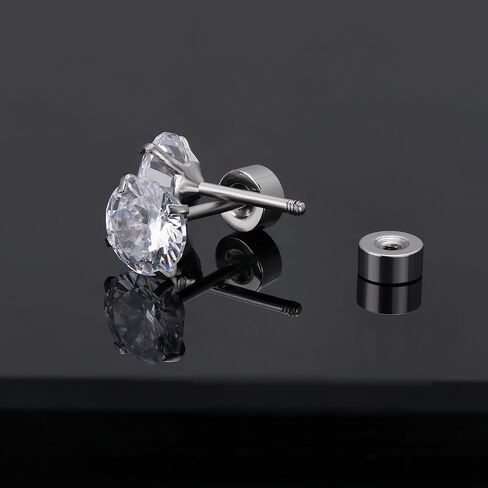 10 ازواج من الاقراط الفضية المصنوعة من الستانلس ستيل، مجموعة اقراط للرجال والنساء مع مرصعة بالزركونيا المكعب ومربع من الستانلس ستيل ومربع بحجر ابيض كريستالي in Kuwait