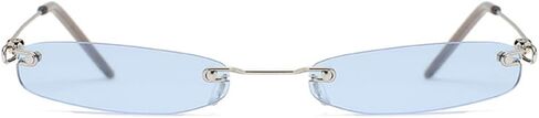 Armear Fashion Rimless Narrow Small Rectangle Sunglasses Clear Colored Lens in Kuwait