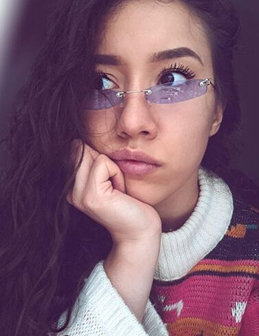 Armear Fashion Rimless Narrow Small Rectangle Sunglasses Clear Colored Lens in Kuwait