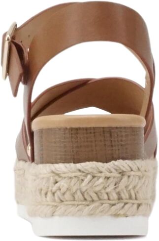 Soda “FIRELY" ~ Women Round Toe Crisscross Band Platform Espadrille Wedge Sandal with Adjustable Ankle Strap in Kuwait