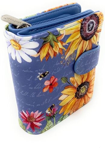 Shag Wear Sunflower Small Floral Wallet for Women Vegan Faux Leather 4.5" Slate Grey in Saudi Arabia