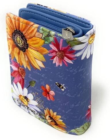 Shag Wear Sunflower Small Floral Wallet for Women Vegan Faux Leather 4.5" Slate Grey in Saudi Arabia