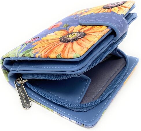 Shag Wear Sunflower Small Floral Wallet for Women Vegan Faux Leather 4.5" Slate Grey in Saudi Arabia