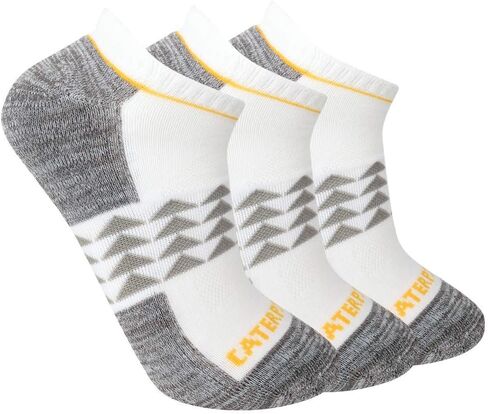 Caterpillar Men's 3-Pack Half Cushioned No Show Socks, White, X-Large in Saudi Arabia