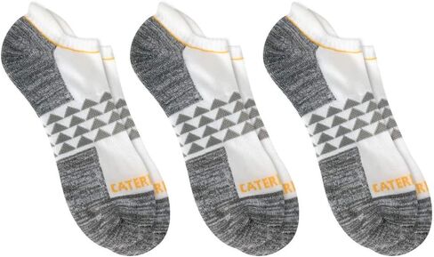 Caterpillar Men's 3-Pack Half Cushioned No Show Socks, White, X-Large in Saudi Arabia