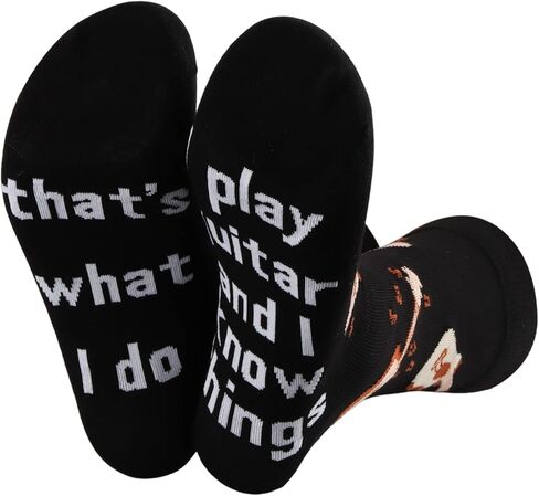 MBMSO Guitar Player Socks 2 Pairs That's What I Do I Play Guitar and I Know Things Guitar Socks Funny Guitar Lover Gift Socks in Saudi Arabia