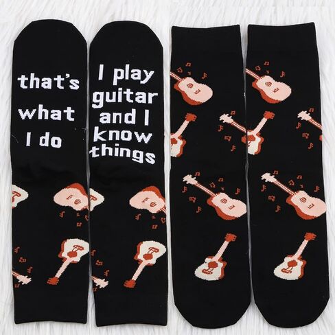 MBMSO Guitar Player Socks 2 Pairs That's What I Do I Play Guitar and I Know Things Guitar Socks Funny Guitar Lover Gift Socks in Saudi Arabia