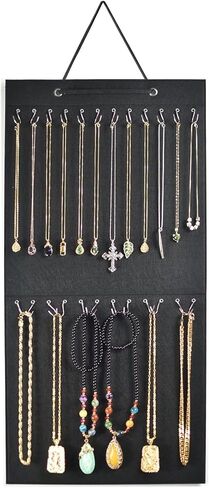 Necklace Holder,Hanging Necklace Jewelry Organizer,Double Side with 48 Anti-rust Hooks Wall Mounted Jewelry Display Organizer,Easy Storage for Necklace,Bracelet,Earring,Chain in Kuwait
