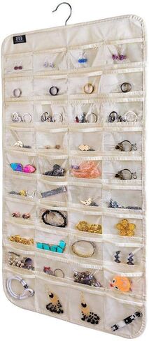 Necklace Holder,Hanging Necklace Jewelry Organizer,Double Side with 48 Anti-rust Hooks Wall Mounted Jewelry Display Organizer,Easy Storage for Necklace,Bracelet,Earring,Chain in Kuwait