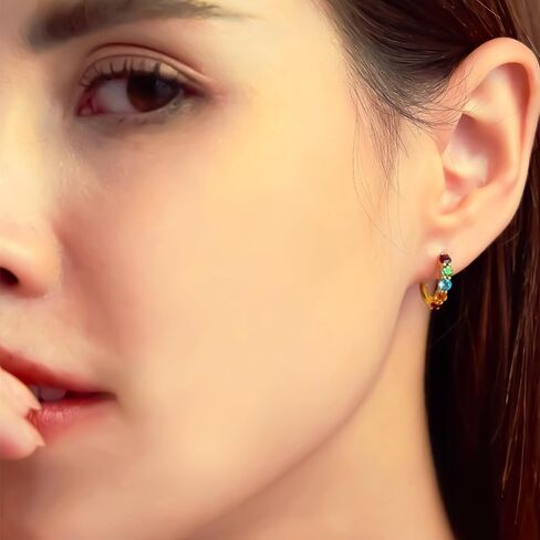 Belinda Jewelz 10K الصلبة الذهب هوب الأقراط الأحجار الطبيعية جولة قطع جوهرة القرط للنساء الكفة هوب الأحجار الكريمة هيبوالرجينيك خفيفة الوزن الأقراط هدية غرامة مجوهرات الإكسسوار in Saudi Arabia