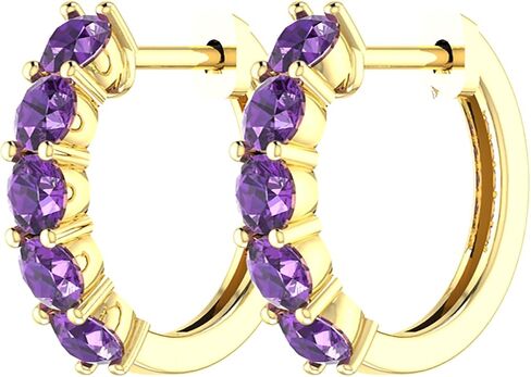 Belinda Jewelz 10K الصلبة الذهب هوب الأقراط الأحجار الطبيعية جولة قطع جوهرة القرط للنساء الكفة هوب الأحجار الكريمة هيبوالرجينيك خفيفة الوزن الأقراط هدية غرامة مجوهرات الإكسسوار in Saudi Arabia