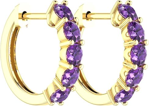 Belinda Jewelz 10K الصلبة الذهب هوب الأقراط الأحجار الطبيعية جولة قطع جوهرة القرط للنساء الكفة هوب الأحجار الكريمة هيبوالرجينيك خفيفة الوزن الأقراط هدية غرامة مجوهرات الإكسسوار in Saudi Arabia