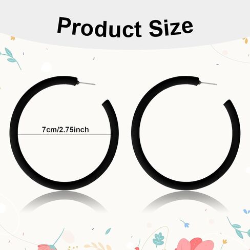 Black Hoop Earrings Retro Neon Black Earrings Acrylic Large Hoop Earrings 80s 90s Earrings for Women Colorful Big Hoop Statement Earring Candy Color Lightweight Earrings for 80s Party Accessories in Saudi Arabia