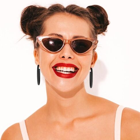 Black Hoop Earrings Retro Neon Black Earrings Acrylic Large Hoop Earrings 80s 90s Earrings for Women Colorful Big Hoop Statement Earring Candy Color Lightweight Earrings for 80s Party Accessories in Saudi Arabia