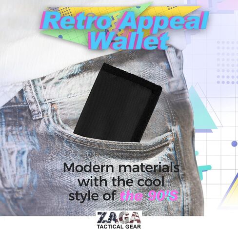 ZAGA Customs Trifold Nylon Hook & Loop Closure Wallet | Retro Style Wallet | Durable Waterproof Nylon Wallet | Tactical Grade ID-Card Holder Wallet | Made in USA in Saudi Arabia