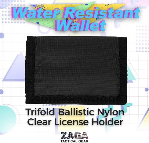 ZAGA Customs Trifold Nylon Hook & Loop Closure Wallet | Retro Style Wallet | Durable Waterproof Nylon Wallet | Tactical Grade ID-Card Holder Wallet | Made in USA in Saudi Arabia