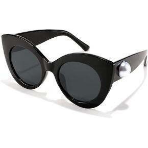 FEISEDY Sunglasses, Cat Eye Pearl Pearl Sunglasses, Oversized Trendy Cateye Sun Glasses for Women B9110
