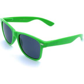 Retro Style Sunglasses - Bright Neon or Solid Colors with Classic 80's Style Design (Neon Green)