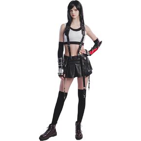 miccostumes Women Adult Costume Game Cosplay Activewear Crop Top and Skirt with Gloves and Thigh Socks Halloween