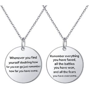 Alphm S925 Sterling Silver Bible Verse Inspirational Faith Heart Courage Pendant Necklace for Women Men Boy Girl Gift Jewelry