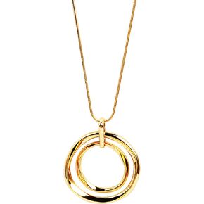 Circle Necklace, Long Sweater Chain Double Circle Pendant,Classic Elegant and Simple Silver Necklace