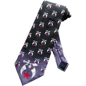 Shriners Neck Tie - Black & Gray Polyester long tie. Shriners Masonic pattern for Freemasons in Saudi Arabia